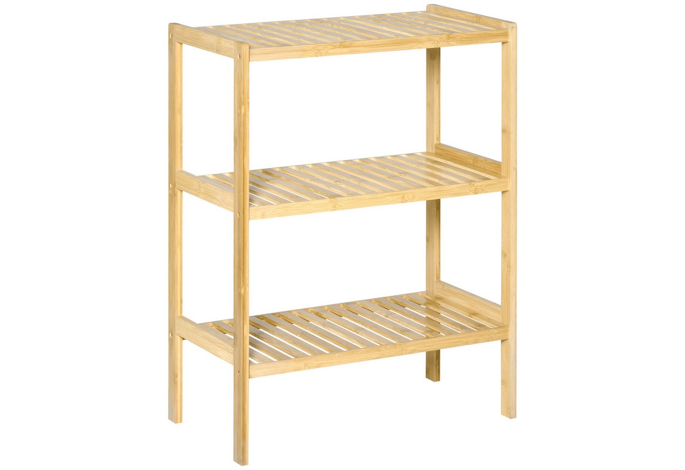 HOMCOM Standregal Badregal mit 3 Ebenen, Bambusregal, Küchenregal, Flur, Mehrzweckschrank 1-tlg., für Wohnzimmer, Natur – Bild 2 von 5
