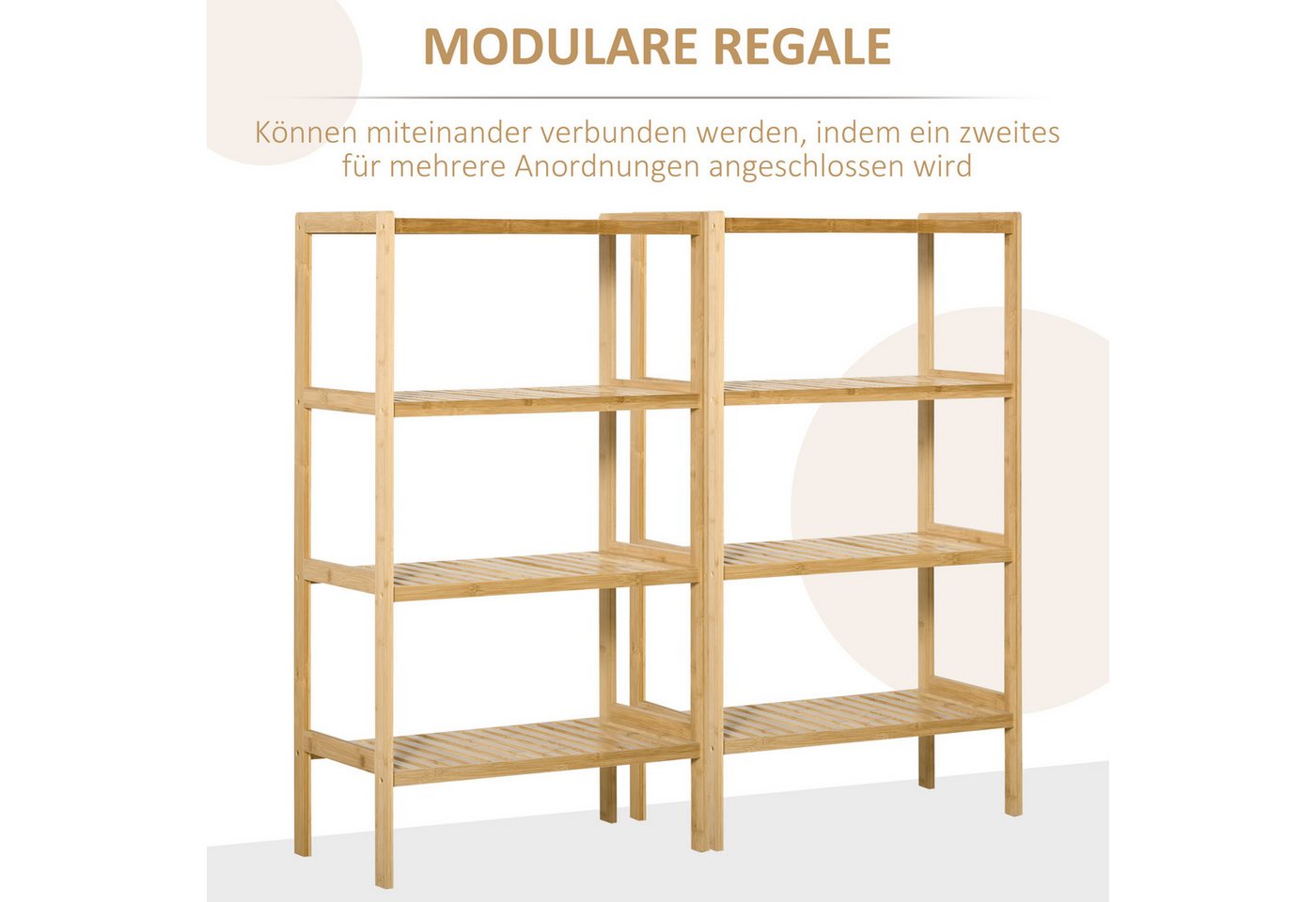HOMCOM Standregal Badregal mit 4 Ebenen, Bambusregal, Küchenregal, für Bad Küche Wohnzimmer Schlafzimmer 1-tlg., Bambus Natur 62 x 33 x 112 cm – Bild 5 von 5