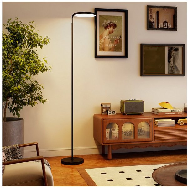 HOMCOM Stehlampe LED Dimmbar Stehleuchte 2800 lm, Dimmfunktion, LED fest integriert, für Wohnzimmer, Schlafzimmer, Schwarz