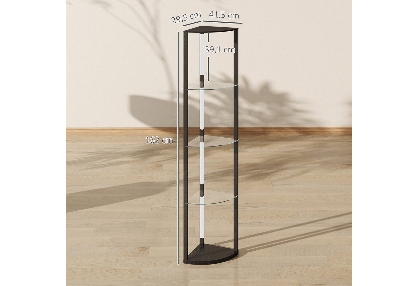 HOMCOM Stehlampe LED Standleuchte mit Glasregal, 3 Helligkeitsstufen Fußschalter, dimmbar, mehrere Helligkeitsstufen, Ein-,Ausschalter, LED fest integriert, War – Bild 3 von 5