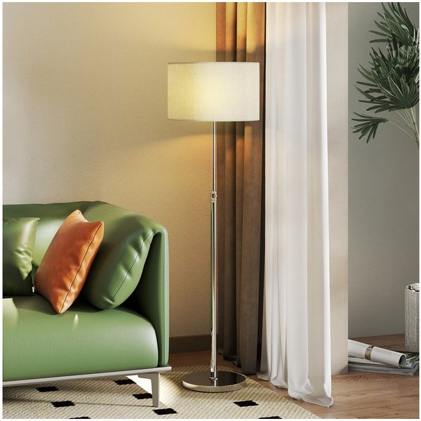 HOMCOM Stehlampe Leinenschirm, Timer, Fernbedienung, Dimmfunktion, LED wechselbar, Neutralweiß, für Wohnzimmer Schlafzimmer, Beige