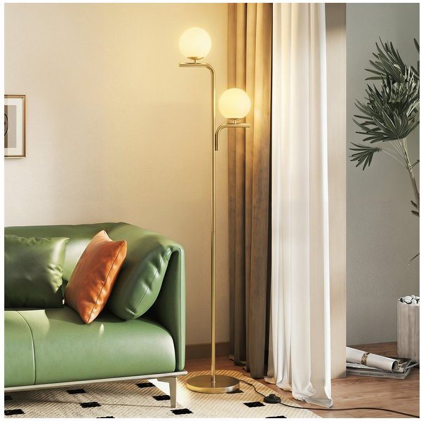 HOMCOM Stehlampe mit 3 Farbtemperaturen, Dimmfunktion, Farbwechsel, Ein-,Ausschalter, LED wechselbar, warmweiß, kaltweiß, neutralweiß, 3 Farbtemperaturen, Fußsc
