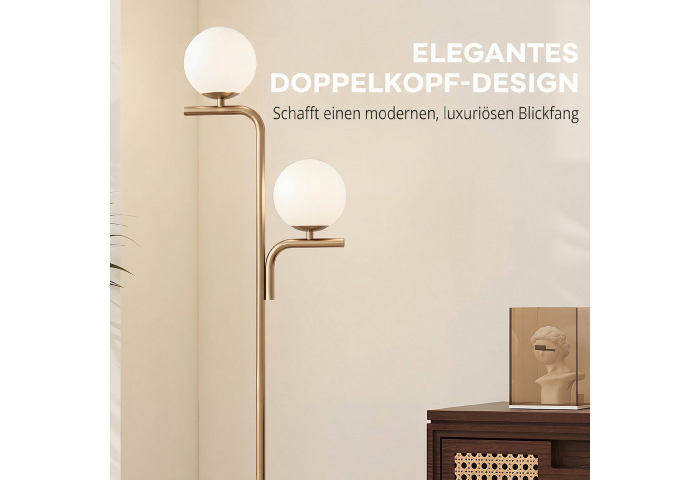 HOMCOM Stehlampe mit 3 Farbtemperaturen, Dimmfunktion, Farbwechsel, Ein-,Ausschalter, LED wechselbar, warmweiß, kaltweiß, neutralweiß, 3 Farbtemperaturen, Fußsc – Bild 4 von 5