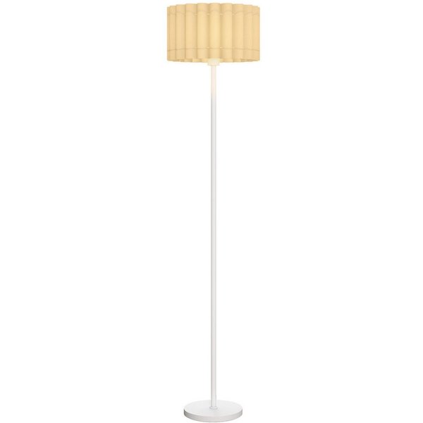 HOMCOM Stehlampe Stehleuchte mit E27 Fassung, mit Wellenschirm, Ohne Leuchtmittel, für Wohnzimmer, Schlafzimmer, exkl. Leuchtmittel, Weiß
