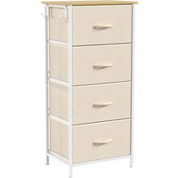 HOMCOM Stoffkommode Platzsparend mit 4 Schubladen, Schrank mit Schubladen, 4 Taschen, 2 Haken und Stahlrahmen für Schlafzimmer, Bad und Wohnzimmer, 45x30x94.5 c
