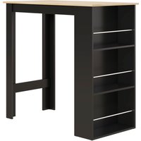 HOMCOM Tisch Bistrotisch hoher Küchentisch Stehtisch - Maße 112L x 57B x 106H cm - 3 Regale - Schwarz Aosom
