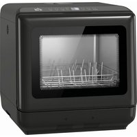 HOMCOM Tischgeschirrspüler, Mini-Geschirrspüler mit integriertem 6-Liter-Wassertank, 5 Programmen, Touch-Steuerung, LED-Display, 4 Gedecke, Dual-Wasserversorgun