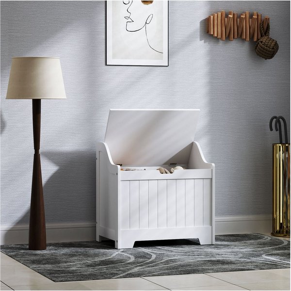 HOMCOM Truhe Aufbewahrungsbox mit Deckel, Auflagenbox, für Wohnzimmer, Schlafzimmer (Aufbewahrungsbox mit U-förmigem Griffausschnitt, 1 St., Aufbewahrungskiste 