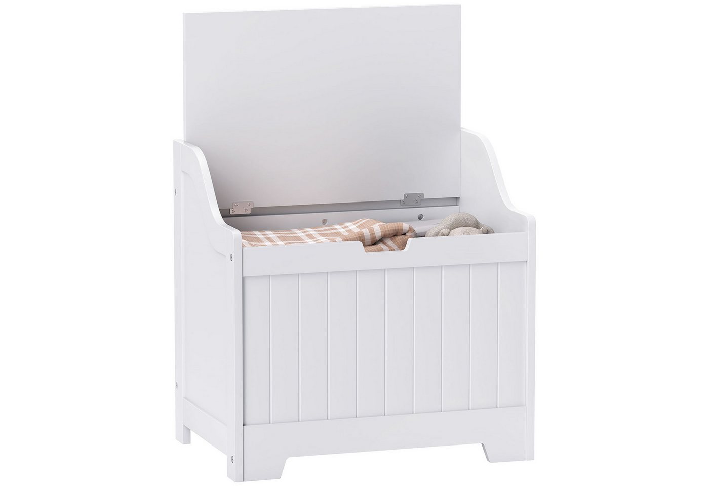 HOMCOM Truhe Aufbewahrungsbox mit Deckel, Auflagenbox, für Wohnzimmer, Schlafzimmer (Aufbewahrungsbox mit U-förmigem Griffausschnitt, 1 St., Aufbewahrungskiste  – Bild 2 von 5
