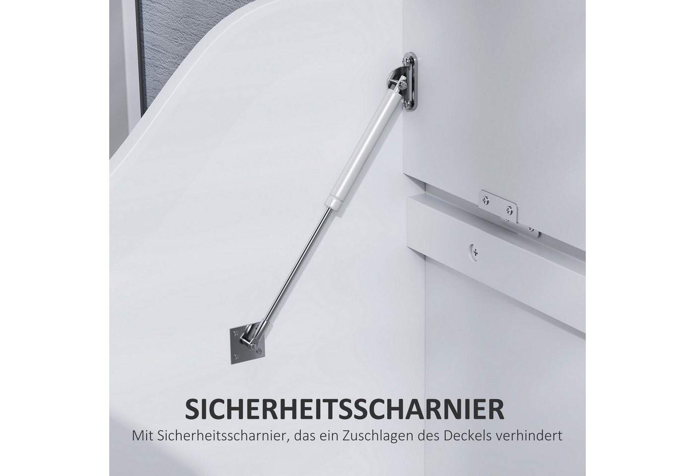 HOMCOM Truhe Aufbewahrungsbox mit Deckel, Auflagenbox, für Wohnzimmer, Schlafzimmer (Aufbewahrungsbox mit U-förmigem Griffausschnitt, 1 St., Aufbewahrungskiste  – Bild 5 von 5