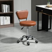 HOMCOM Vintage Massagehocker - drehbarer Arbeitsstuhl 360° - Höhenverstellbarer Sitz 49-64 cm - braunes Kunstleder verchromtes Metall Aosom