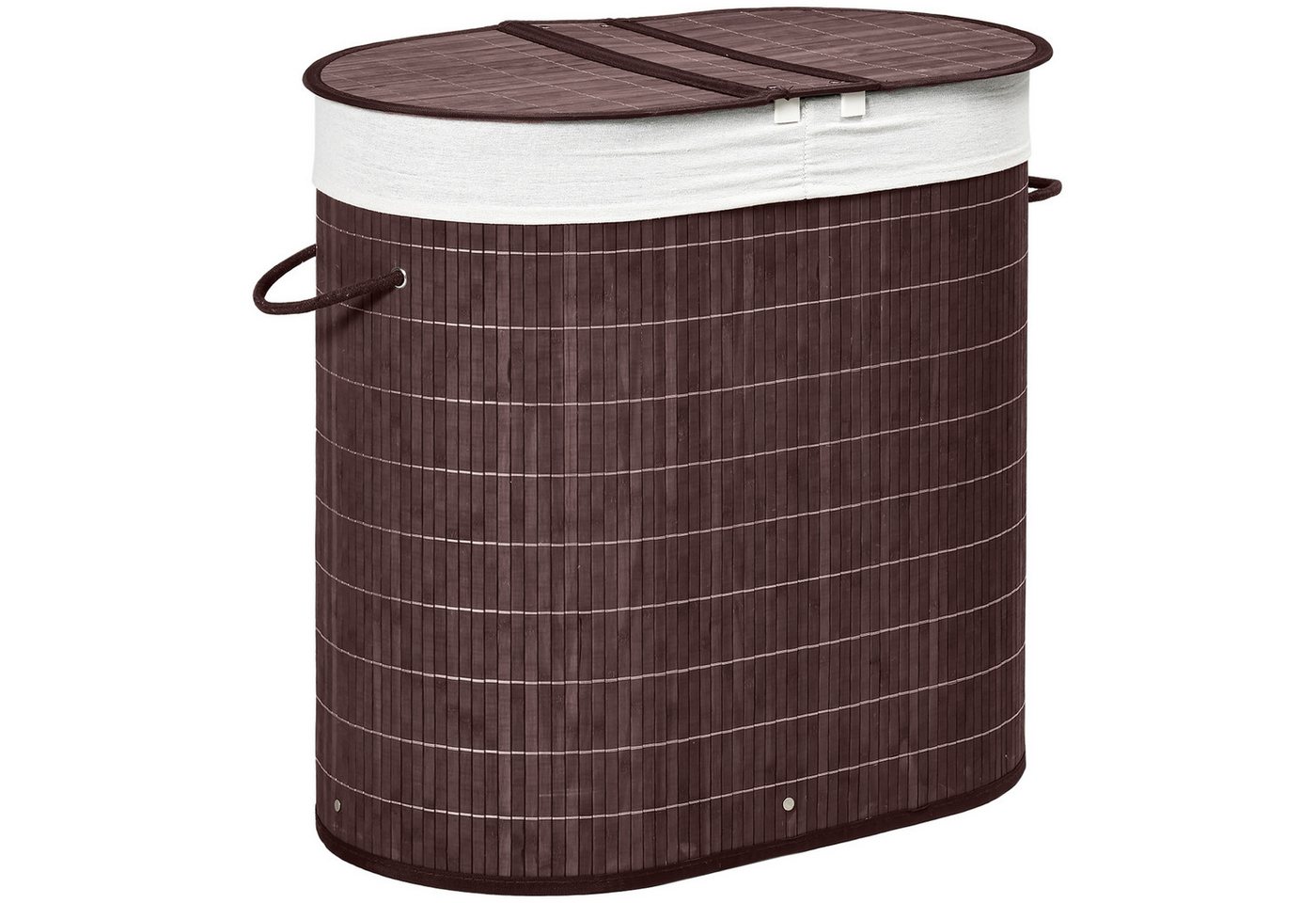 HOMCOM Wäschekorb Laundry Baskets Wäschesortierer mit Deckel, 2 Fächer (Wäschebox, 1 St., Wäschesammler), Bambus, Braun – Bild 2 von 5