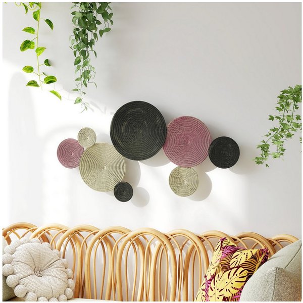 HOMCOM Wandbild Wanddeko Metallbild mit Multi-Disc-Design Wohnzimmer-Kunst, Geometrische Formen (Wanddekoration, 1 St), Abstraktes geometrisches Design