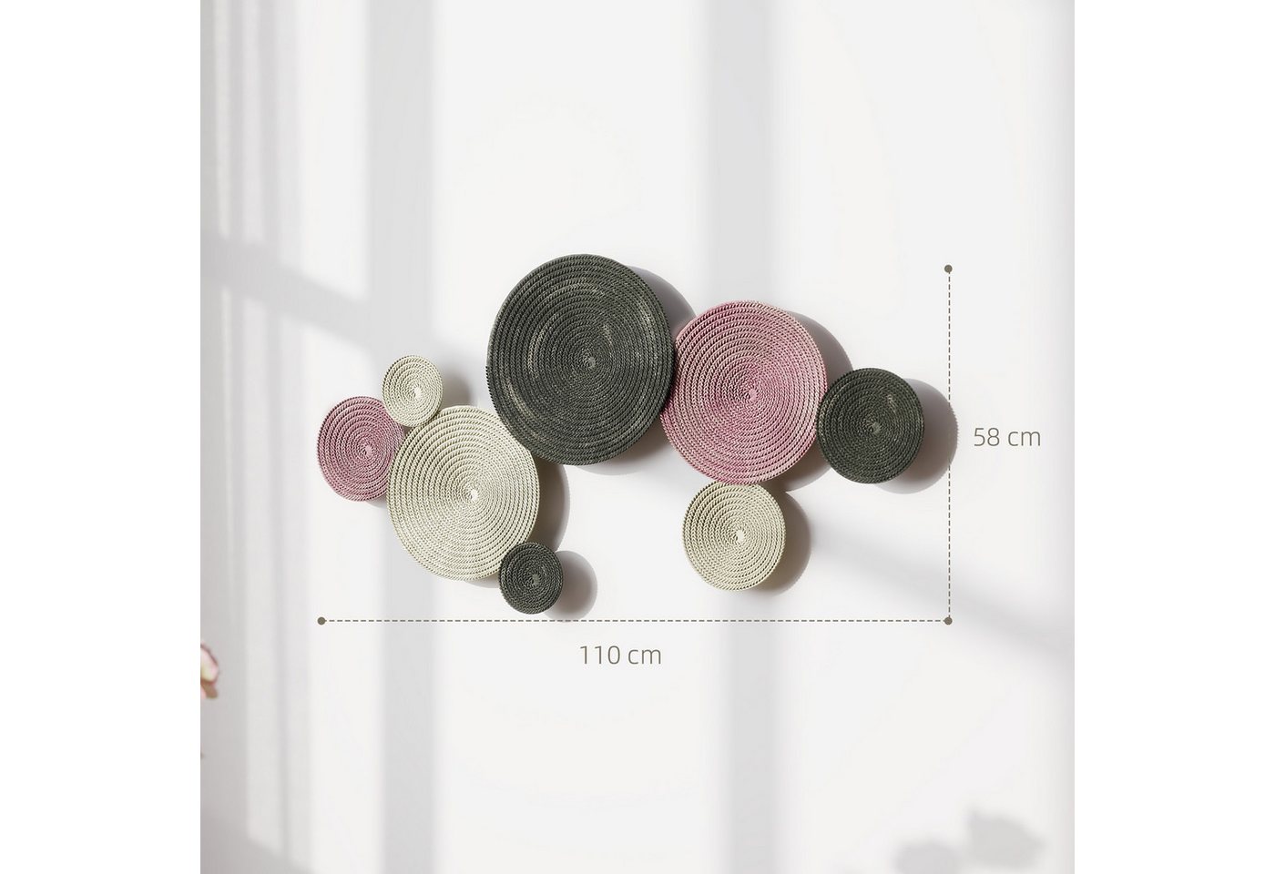 HOMCOM Wandbild Wanddeko Metallbild mit Multi-Disc-Design Wohnzimmer-Kunst, Geometrische Formen (Wanddekoration, 1 St), Abstraktes geometrisches Design – Bild 3 von 5