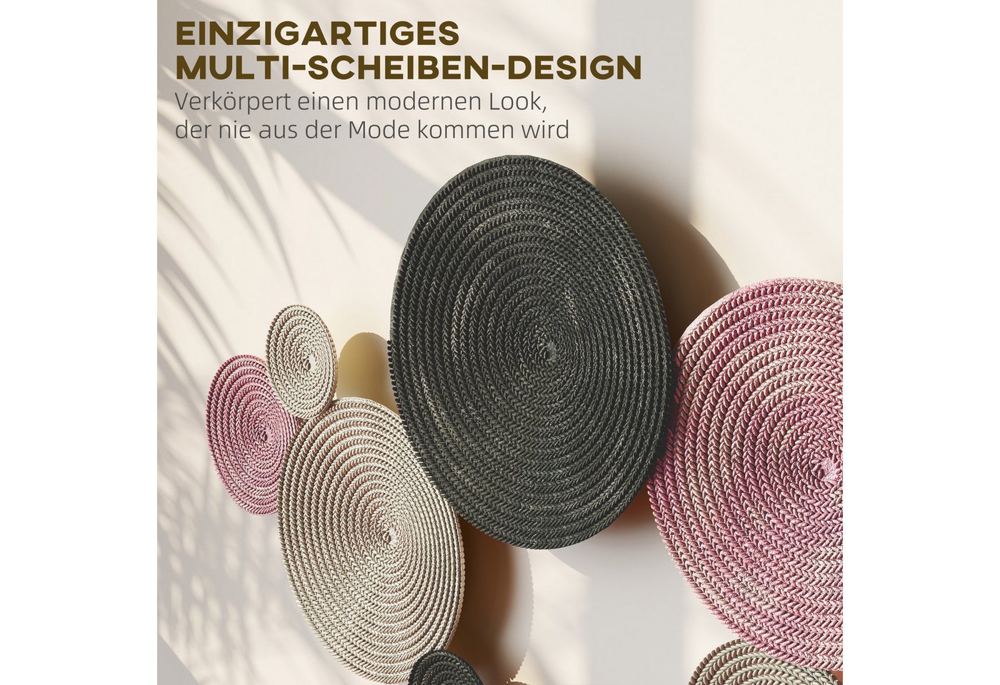 HOMCOM Wandbild Wanddeko Metallbild mit Multi-Disc-Design Wohnzimmer-Kunst, Geometrische Formen (Wanddekoration, 1 St), Abstraktes geometrisches Design – Bild 4 von 5