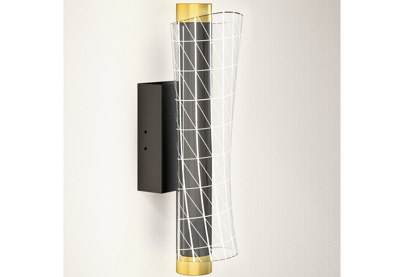 HOMCOM Wandleuchte mit LED Lichte, Gitterdesign, dimmbar, für Wohnzimmer, Schlafzimmer, Metall, Schwarz – Bild 2 von 5