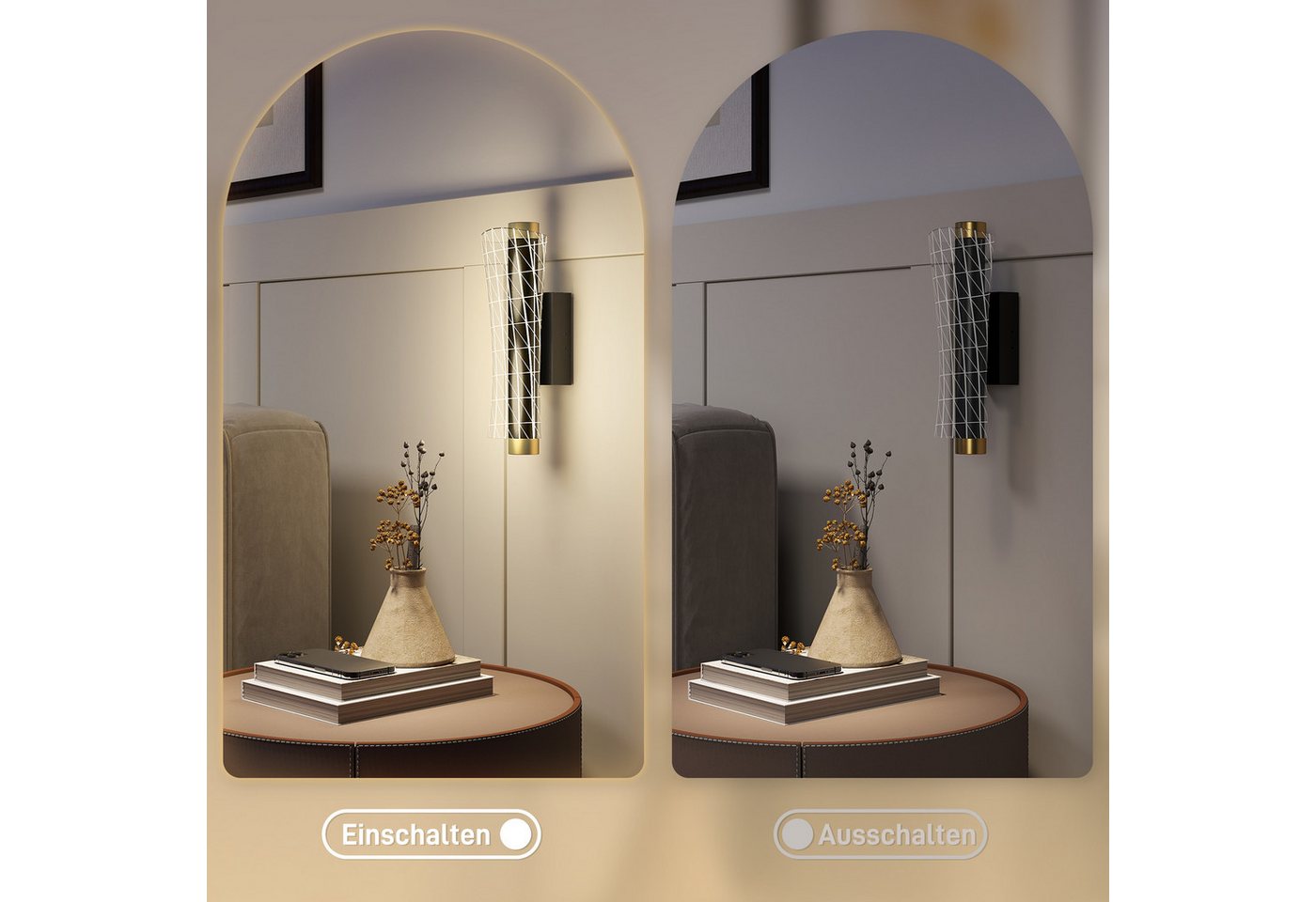 HOMCOM Wandleuchte mit LED Lichte, Gitterdesign, dimmbar, für Wohnzimmer, Schlafzimmer, Metall, Schwarz – Bild 5 von 5