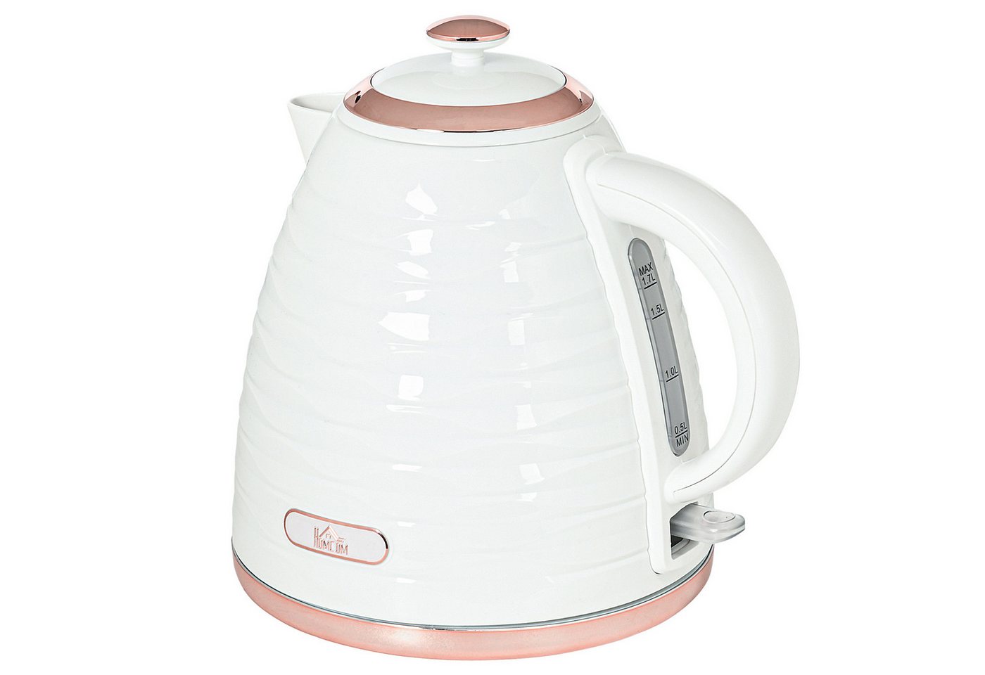 HOMCOM Wasserkocher Schnellkochfunktion, BPA-frei, Wasserkocher, 360° Drehbasis, 1.7 l, 2200 W, Kalkfilter, automatische Abschaltung, Trockenlaufschutz – Bild 2 von 5
