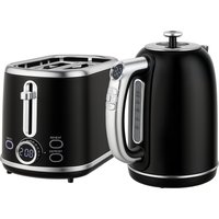 HOMCOM Wasserkocher Toaster Set 1,7L Edelstahl Wasserkocher 2 Scheiben Toaster mit 6 Bräunungsstufen, 2200W Frühstücksset mit Auftauen, Aufwärmen, Memory-Funkti