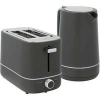 HOMCOM Wasserkocher Toaster Set 2200 W 1,7L Wasserkocher, 2 Scheiben Toaster, 6 Bräunungsstufen, Aufwärmen und Auftauen, Frühstück-Set mit Kalkfilter & Krümelfa