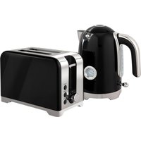 HOMCOM Wasserkocher und Toaster Set, 2200 W, 1,7 L Edelstahl Wasserkocher mit Kalkfilter, 2 Scheiben Toaster mit 7 Bräunungsstufen, Thermometer Krümelfach Frühs