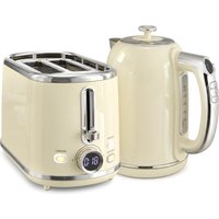 HOMCOM Wasserkocher- und Toaster-Set mit LED-Display, 1,7 L Wasserkocher mit 3 Std. Warmhaltefunktion und 7 Temperaturstufen, 2-Scheiben-Toaster mit 6 Bräunungs