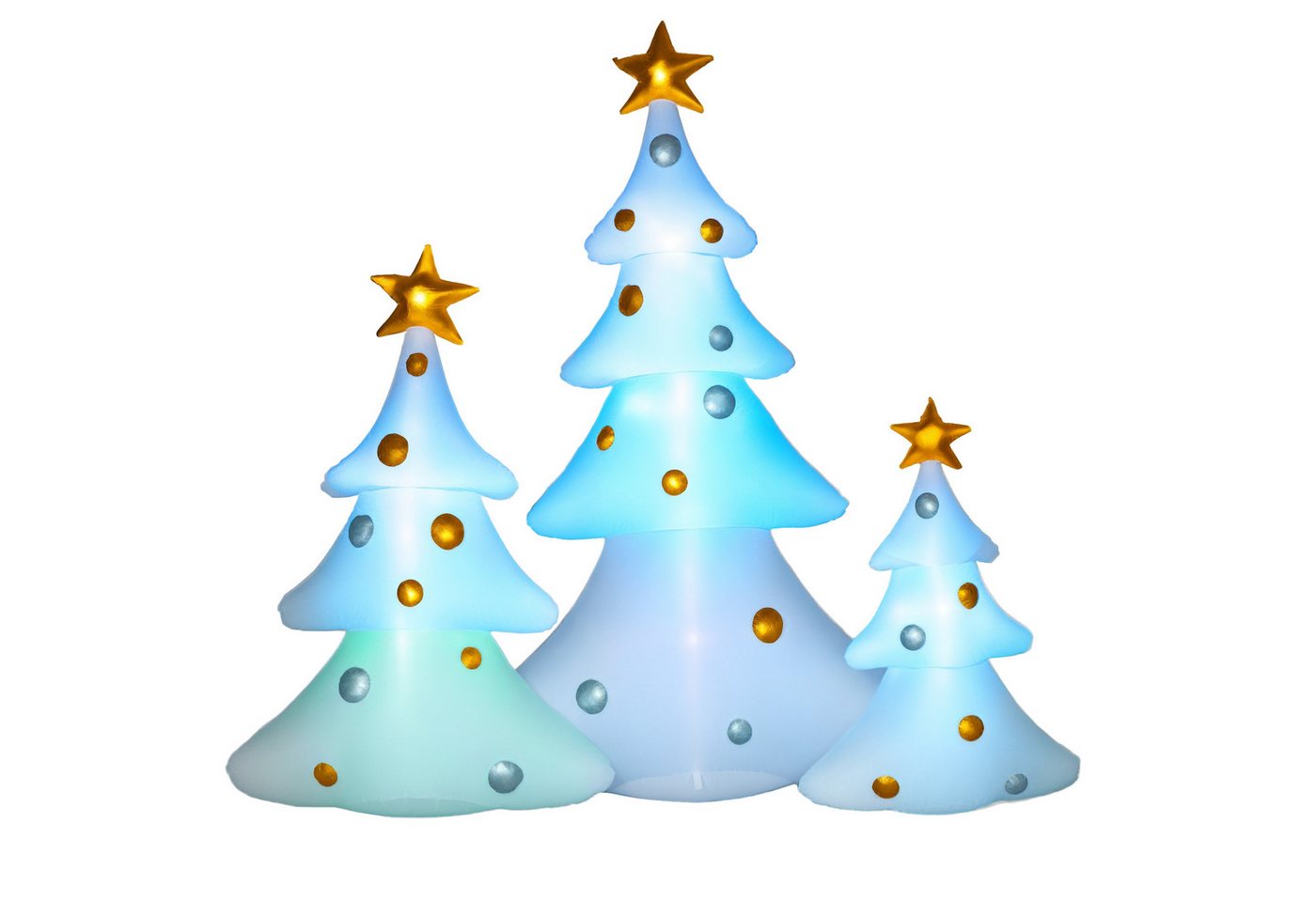 HOMCOM Weihnachtsfigur LED-Lichter Aufblasbare Weihnachtsdekoration für Außenbereich Hof (Weihnachtdeko, 3 St., Aufblasbarer Weihnachtsbaum), inkl. Befestigungs – Bild 2 von 5