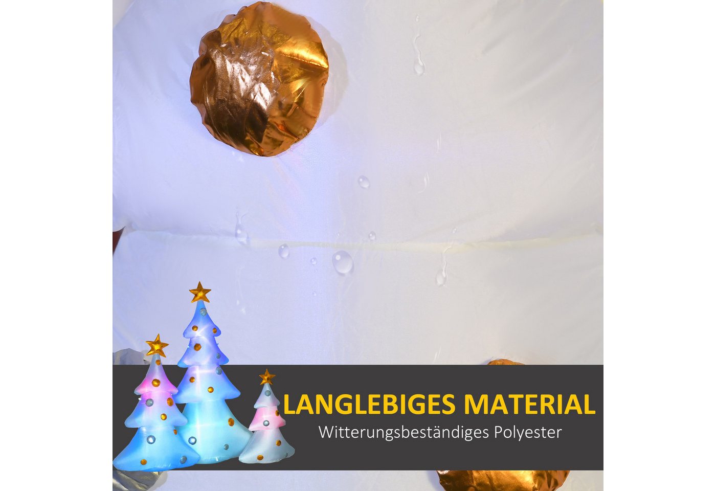 HOMCOM Weihnachtsfigur LED-Lichter Aufblasbare Weihnachtsdekoration für Außenbereich Hof (Weihnachtdeko, 3 St., Aufblasbarer Weihnachtsbaum), inkl. Befestigungs – Bild 5 von 5