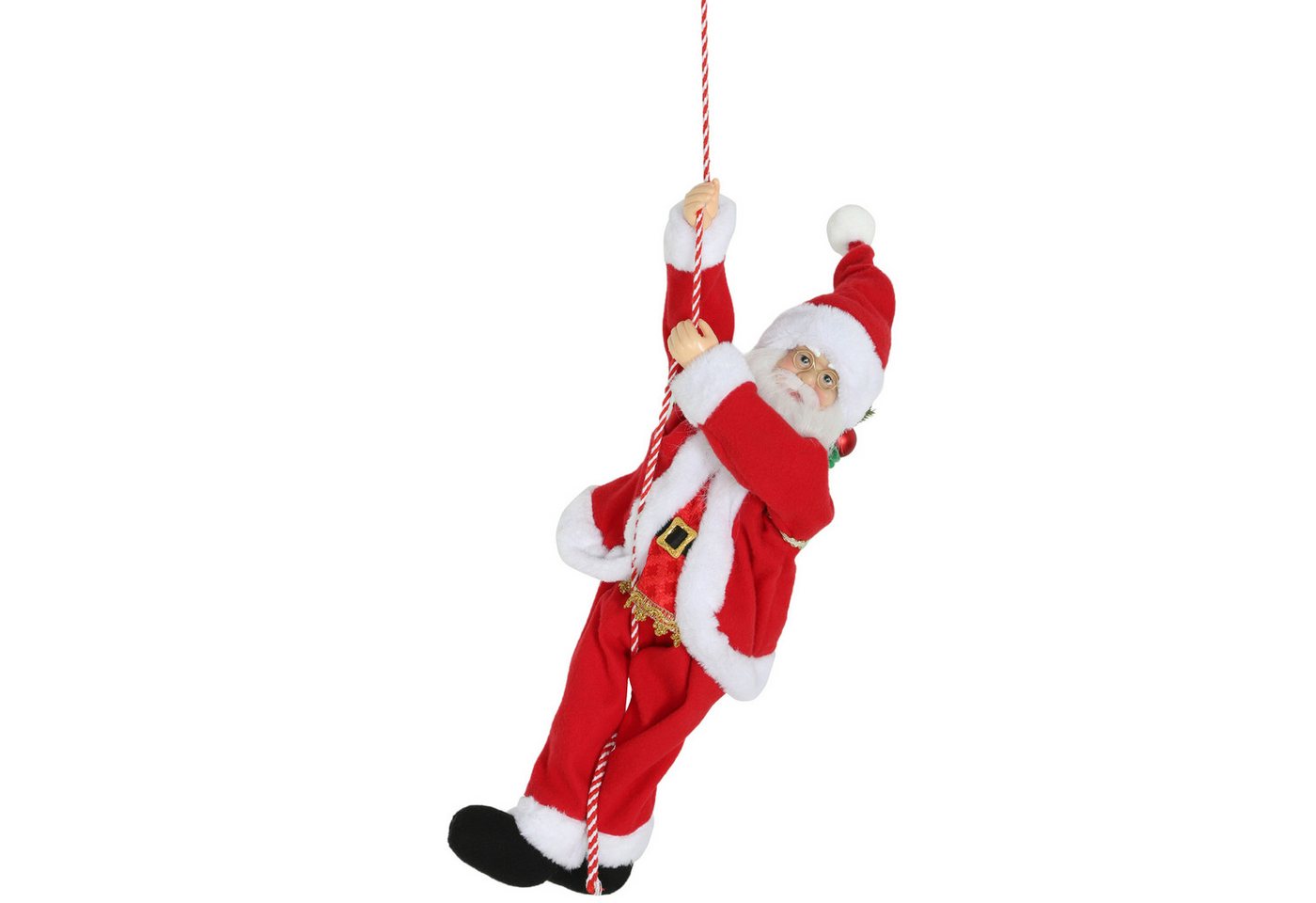 HOMCOM Weihnachtsmann Figur mit Seil, Dekofigur für Party Fenster Tisch Kamin Wand (60 cm, 1 St., klettert und wiegt sich zu Musik), Rot – Bild 2 von 5