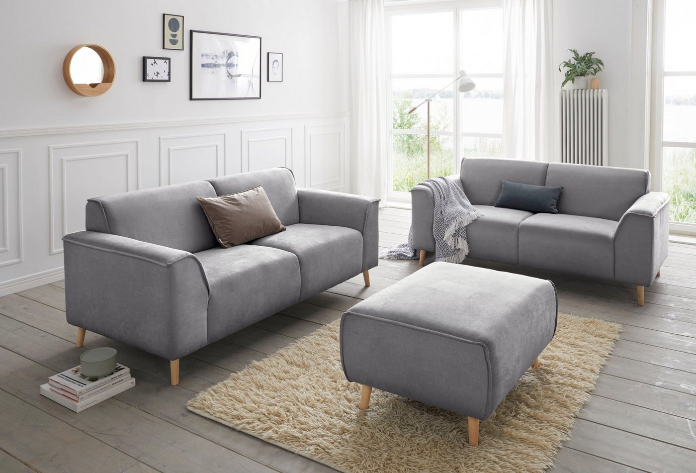 Home affaire 2,5-Sitzer Janek Scandic Design, elegant und zeitlos, mit Federkern und Keder in scandinavischem Design – Bild 2 von 5