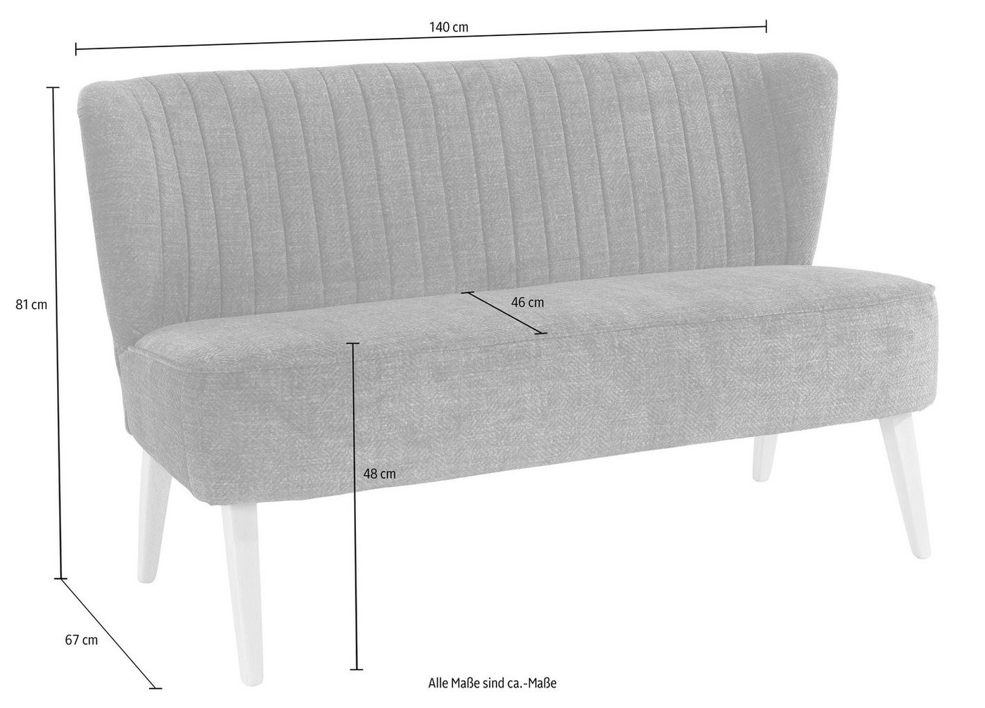 Home affaire 2-Sitzer Campi Küchensofa, Breite 140cm, Komfortsitzhöhe 46cm, bequemes Küchensofa, frei im Raum stellbar – Bild 5 von 5