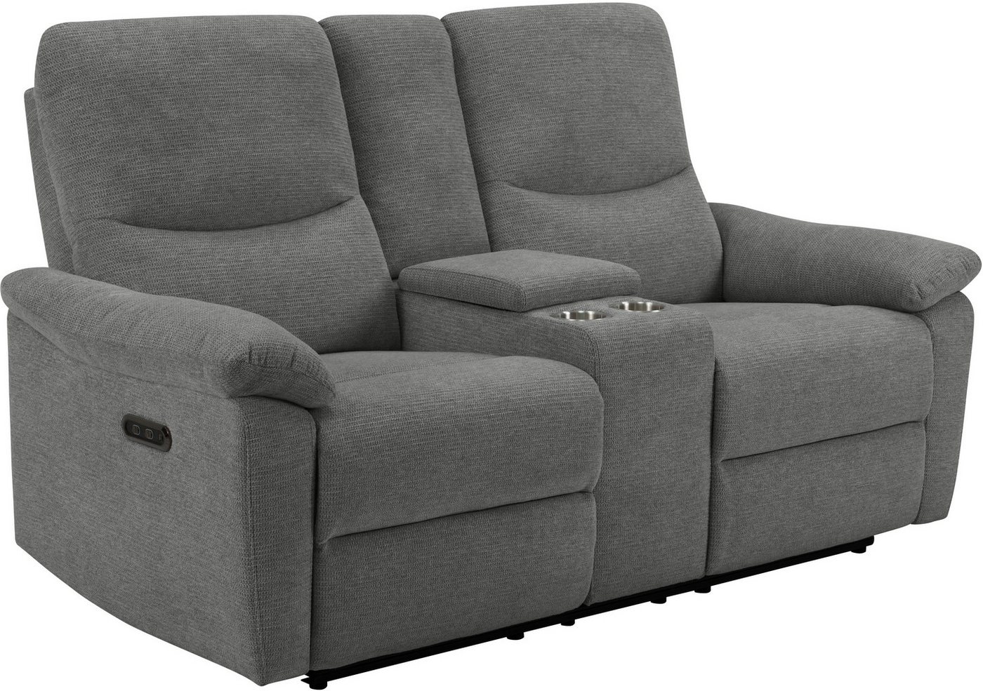 Home affaire 2-Sitzer ODILON, 2er-Kinosofa, TV-Sessel, Mulitmedia-Sofa, Struktur, USB A/C, Relaxfunktion manuell u. elektrisch, Getränkehalter, Staufach – Bild 3 von 5