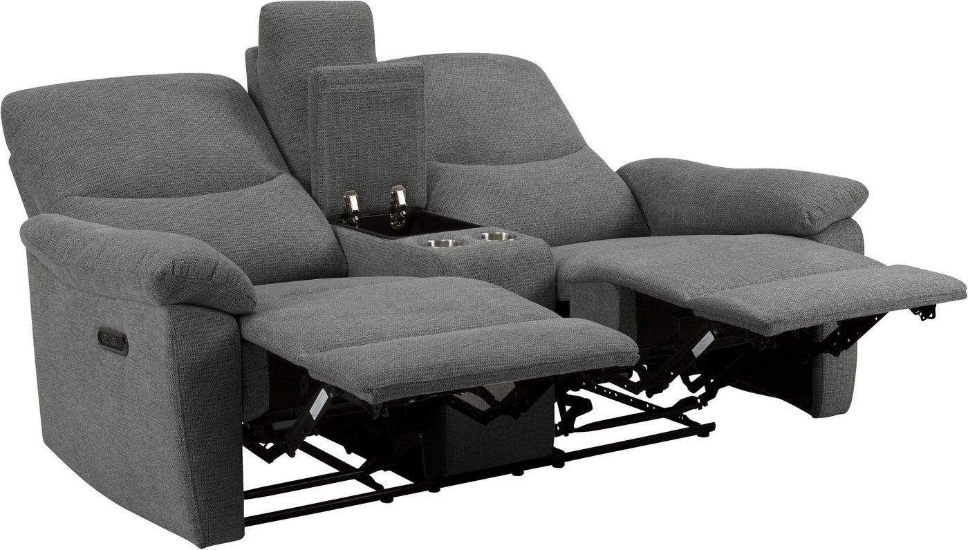Home affaire 2-Sitzer ODILON, 2er-Kinosofa, TV-Sessel, Mulitmedia-Sofa, Struktur, USB A/C, Relaxfunktion manuell u. elektrisch, Getränkehalter, Staufach – Bild 5 von 5