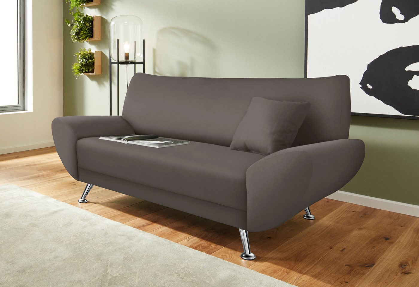 Home affaire 2-Sitzer Saltare, elegant & komfortabel, toller Designfuß, Breite 174cm, bequem, bequeme Armlehnen – Bild 2 von 5