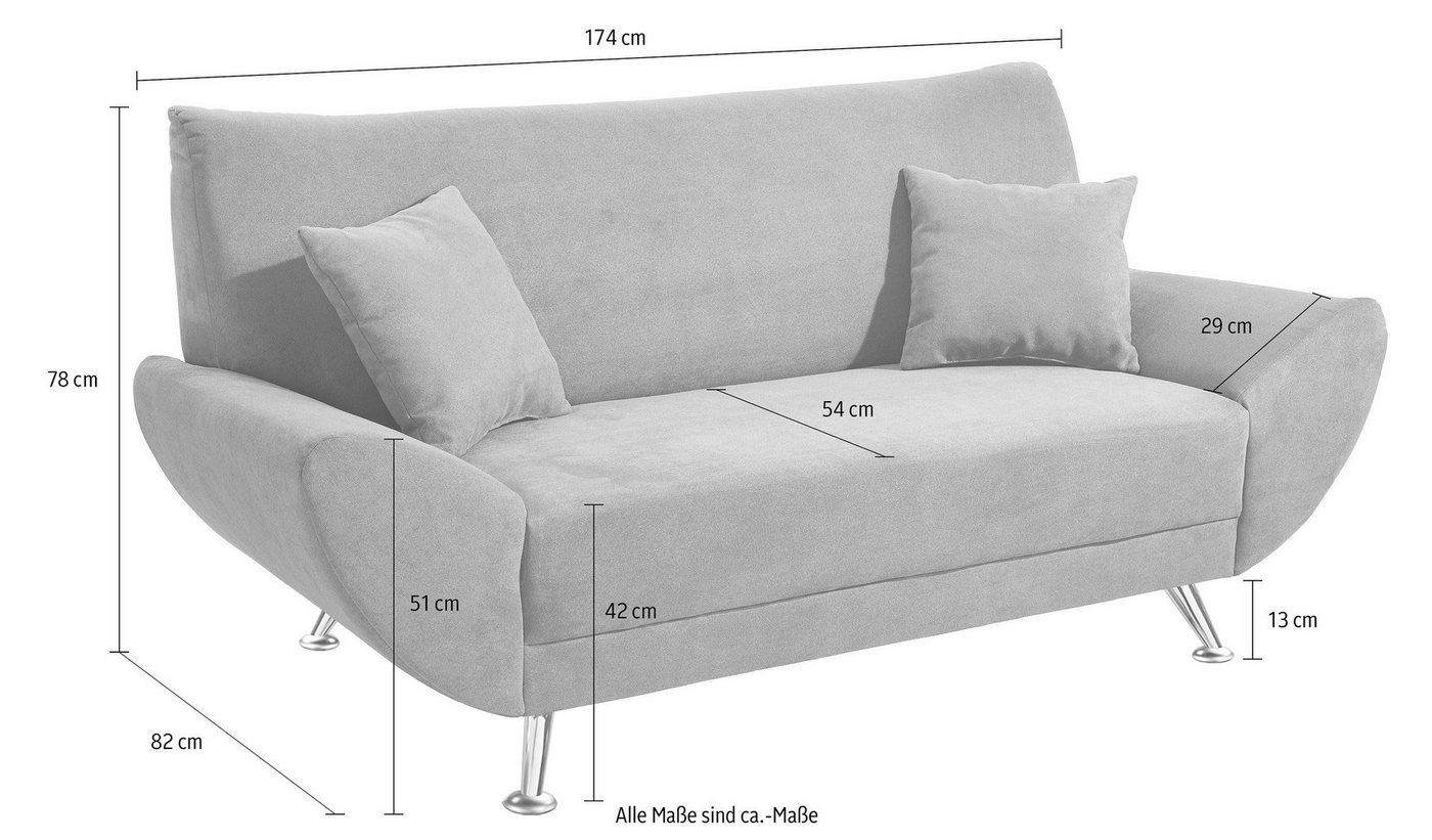 Home affaire 2-Sitzer Saltare, elegant & komfortabel, toller Designfuß, Breite 174cm, bequem, bequeme Armlehnen – Bild 4 von 5