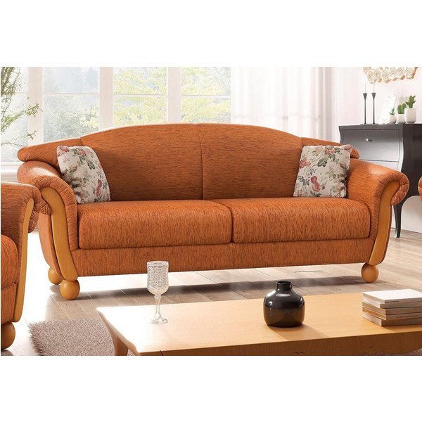 Home affaire 3-Sitzer Milano, bequemes Sofa mit geschwungenen Armlehnen, Landhaus-Stil