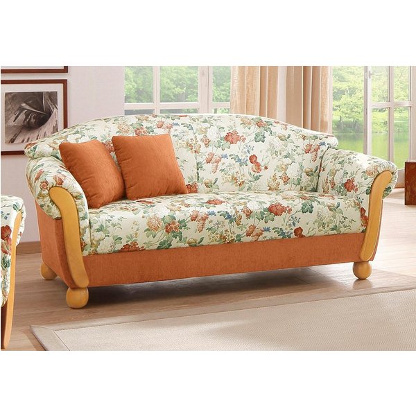 Home affaire 3-Sitzer Milano, bequemes Sofa mit geschwungenen Armlehnen, Landhaus-Stil