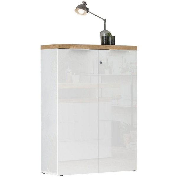 Home affaire Aktenschrank Easy H 115 cm, Büroschrank, Mehrzweckschrank mit 2 Türen Metallgriffe, abschließbar, Top 38 mm stark