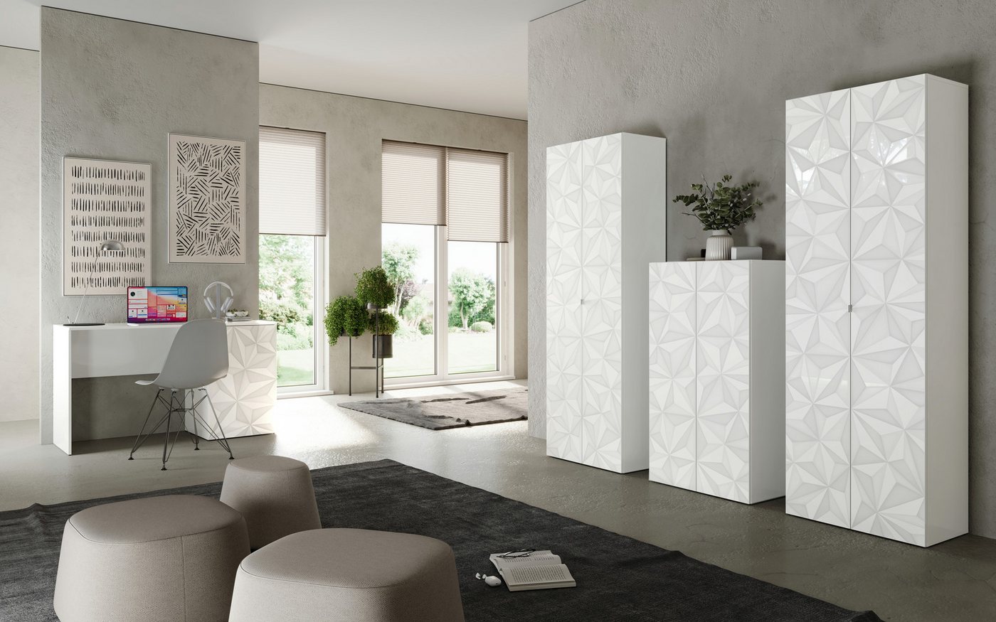 Home affaire Aktenschrank Prisma, Breite 63 cm, Höhe 114 cm, 2 Türen (2 Einlegeböden) Büroschrank, Mehrzweckschrank, Front mit Siebdruck – Bild 5 von 5