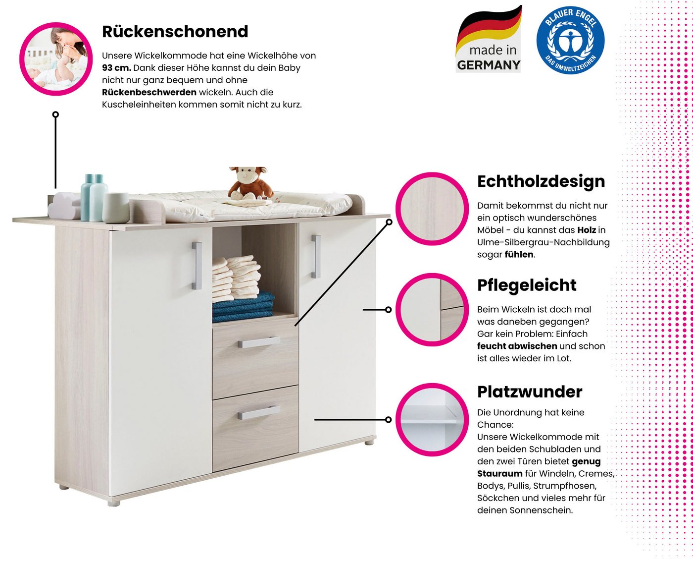 Home affaire Babymöbel-Set Geert, (Spar-Set, 2-tlg., Kinderbett, Wickelkommode), mit Kinderbett und Wickelkommode, Made in Germany – Bild 3 von 5