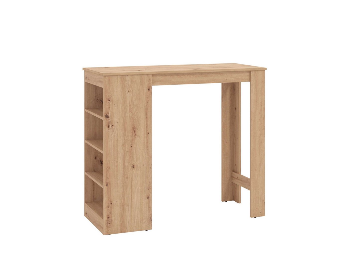 Home affaire Bartisch Valence, 120x50x150 cm, Küchentisch, Bartresen, Stehtisch, Bartheke, mit 4 Regalfächern, Eiche-Optik oder Weiß, Stilvoll und zeitloser – Bild 4 von 5