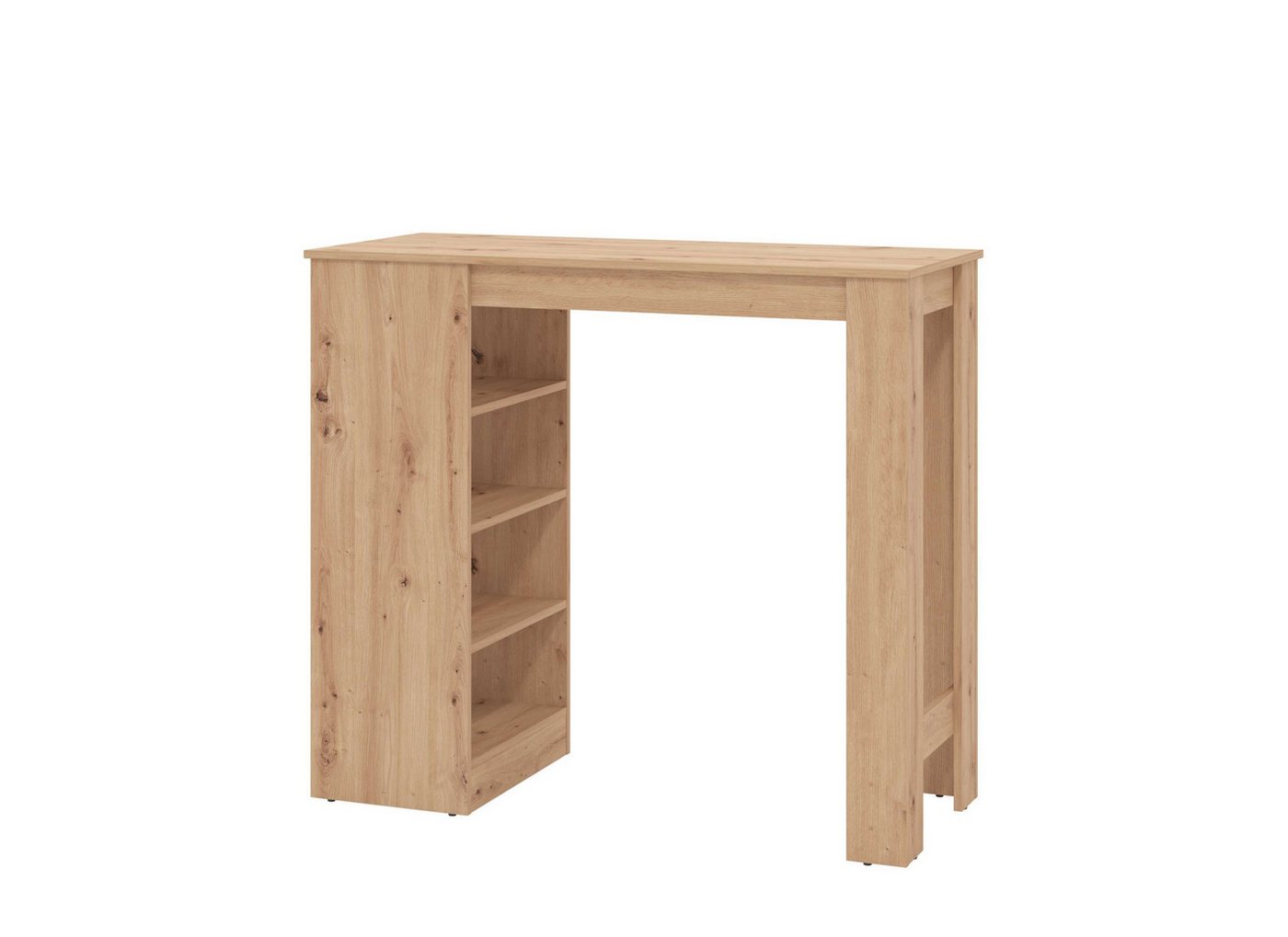 Home affaire Bartisch Valence, 120x50x150 cm, Küchentisch, Bartresen, Stehtisch, Bartheke, mit 4 Regalfächern, Eiche-Optik oder Weiß, Stilvoll und zeitloser – Bild 5 von 5