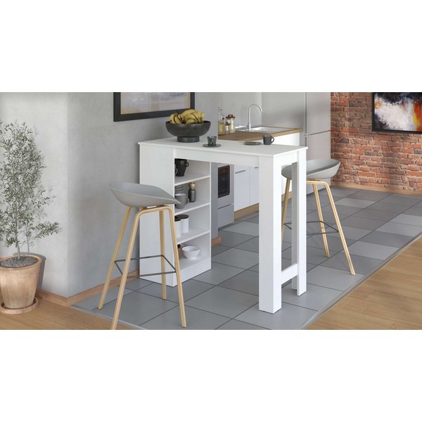 Home affaire Bartisch Valence, 120x50x150 cm, Küchentisch, Bartresen, Stehtisch, Bartheke, mit 4 Regalfächern, Eiche-Optik oder Weiß, Stilvoll und zeitloser