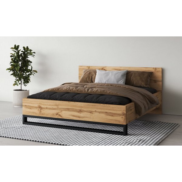 Home affaire Bettgestell Bronne, Topeseller, Industrial Design (In den Breiten 140cm, 160cm und 180cm), Stauraumbett in drei Breiten, stabil mit Kufen in Metall