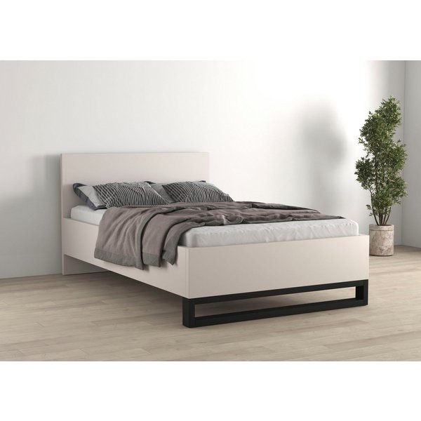 Home affaire Bettgestell Bronne, Topeseller, Industrial Design (In den Breiten 140cm, 160cm und 180cm), Stauraumbett in drei Breiten, stabil mit Kufen in Metall