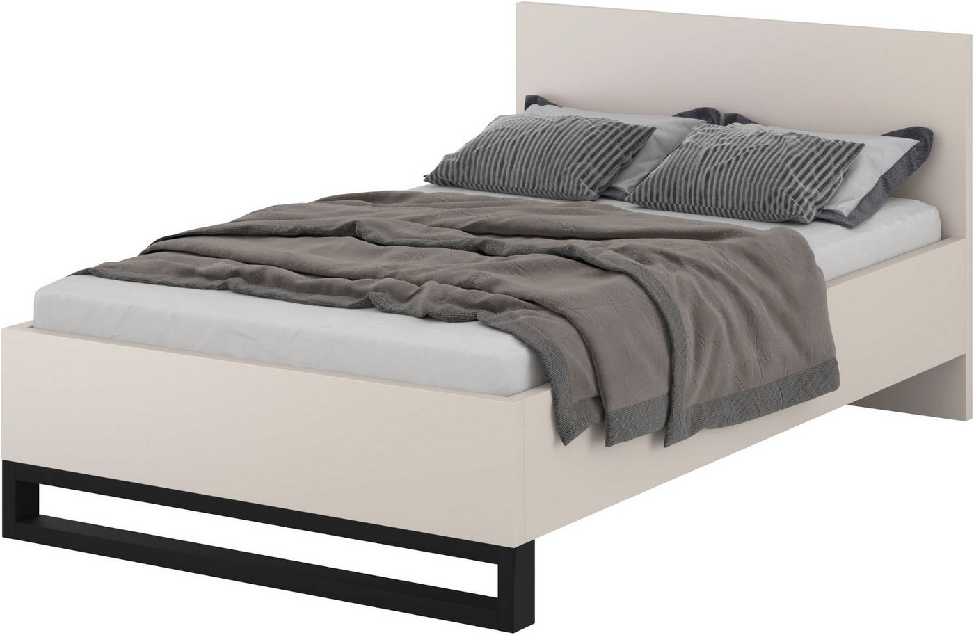 Home affaire Bettgestell Bronne, Topeseller, Industrial Design (In den Breiten 140cm, 160cm und 180cm), Stauraumbett in drei Breiten, stabil mit Kufen in Metall – Bild 2 von 5