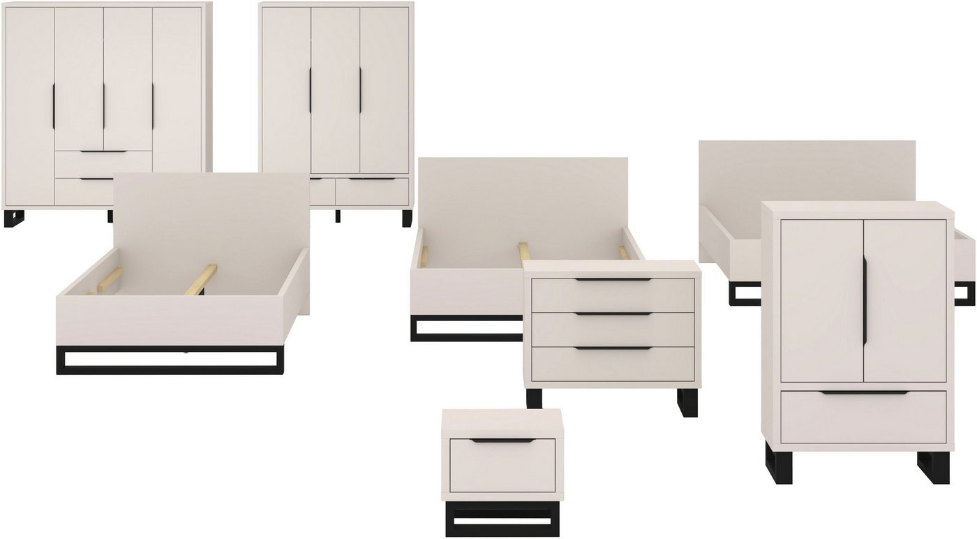 Home affaire Bettgestell Bronne, Topeseller, Industrial Design (In den Breiten 140cm, 160cm und 180cm), Stauraumbett in drei Breiten, stabil mit Kufen in Metall – Bild 5 von 5