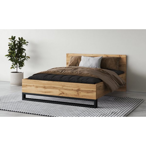 Home affaire Bettgestell Bronne, Topeseller, Industrial Design (In den Breiten 140cm, 160cm und 180cm), Stauraumbett in drei Breiten, stabil mit Kufen in Metall
