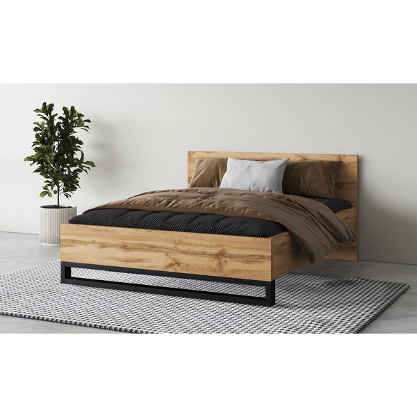 Home affaire Bettgestell Bronne, Topeseller, Industrial Design (In den Breiten 140cm, 160cm und 180cm), Stauraumbett in drei Breiten, stabil mit Kufen in Metall
