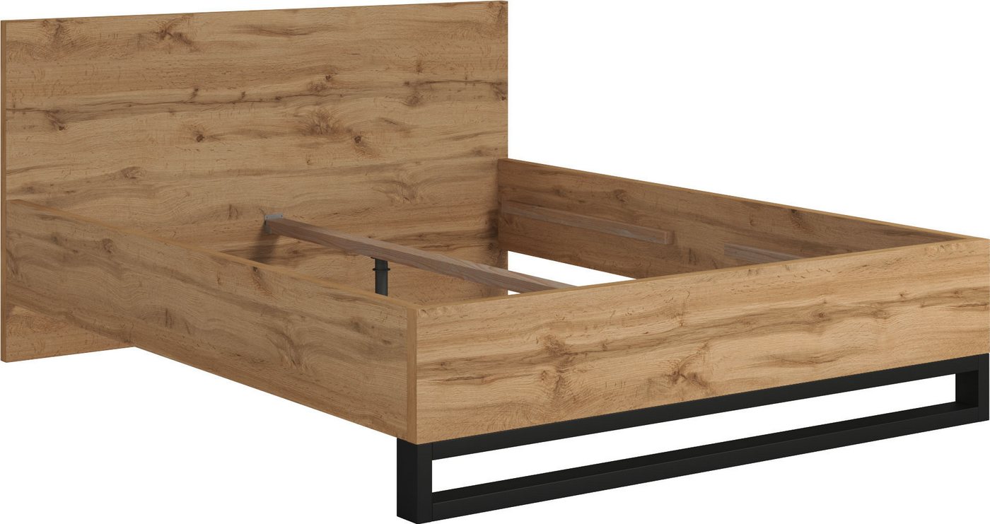 Home affaire Bettgestell Bronne, Topeseller, Industrial Design (In den Breiten 140cm, 160cm und 180cm), Stauraumbett in drei Breiten, stabil mit Kufen in Metall – Bild 2 von 5